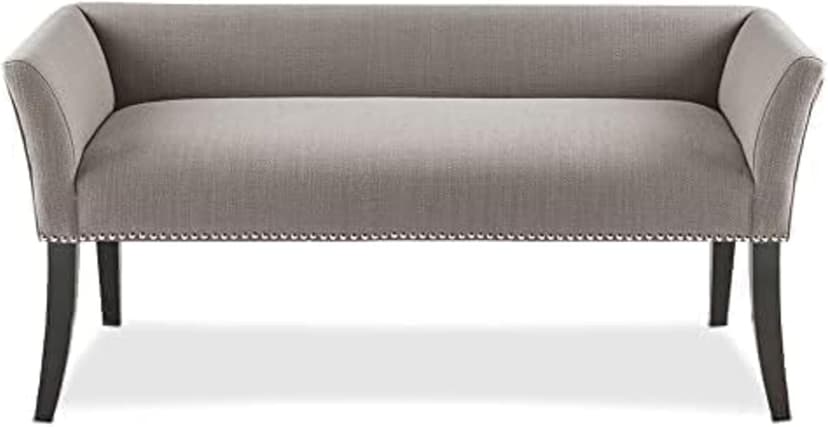 Madison Park Welburn Bedroom Solid Wood Polyester Fabric Seating Modern Style, 49.5"W x 19.25"D x 23"H, Grey