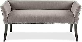 Madison Park Welburn Bedroom Solid Wood Polyester Fabric Seating Modern Style, 49.5"W x 19.25"D x 23"H, Grey