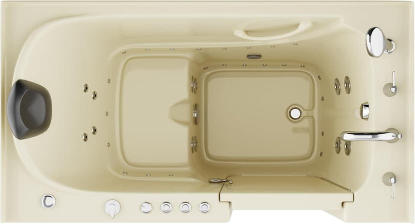 ANZZI Tubs Series Right Drain Quick Fill Walk-In Whirlpool and Air Tub with Powered Fast Drain in Biscuit Finish 32 in. x 60 in. | AMZ3260RBD