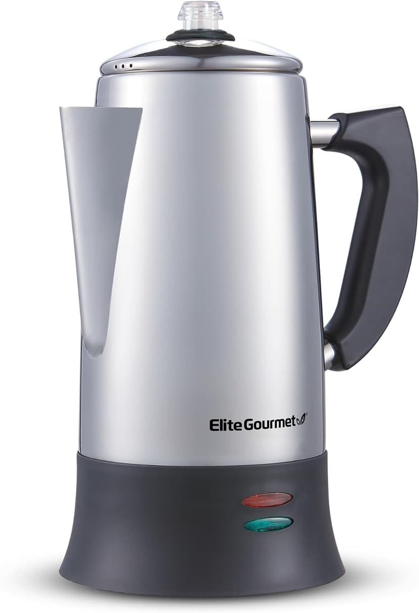 Elite Gourmet EC923 Electric Coffee Percolator, BPA Free, Keep Warm, Clear Brew Progress Knob, Cool-Touch Handle, Cordless Serve, 12-Cup, Stainless Steel