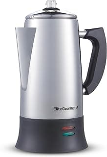 Elite Gourmet EC923 Electric Coffee Percolator, BPA Free, Keep Warm, Clear Brew Progress Knob, Cool-Touch Handle, Cordless Serve, 12-Cup, Stainless Steel