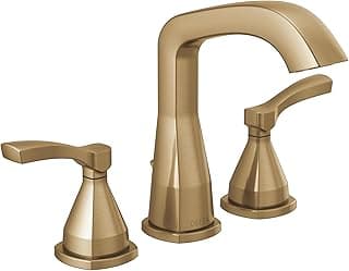 Delta Faucet Stryke Widespread Bathroom Faucet 3 Hole, Gold Bathroom Sink Faucet, 2 Handle Bathroom Faucet, Bath Faucet, Metal Pop-Up Drain Assembly, Lumicoat Champagne Bronze 35776-CZ-PR-MPU-DST