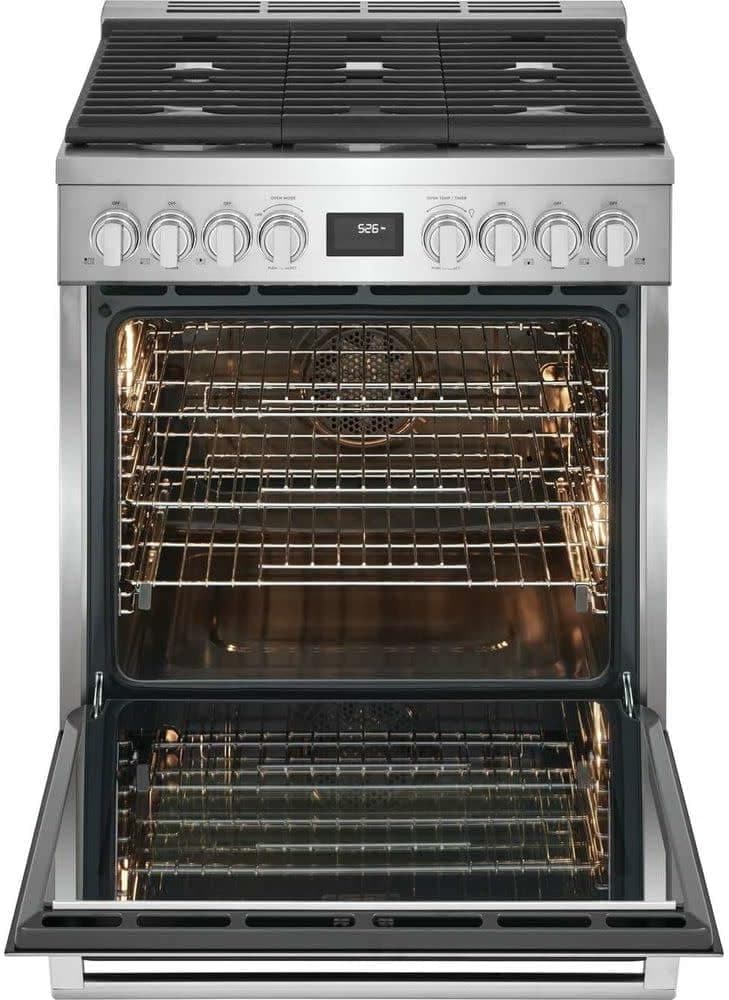 Electrolux ECFD3068A 30 Inch Wide 4.6 Cu. Ft. Free Standing Dual Fuel Range with Dual Brass Power Burners - Stainless Steel