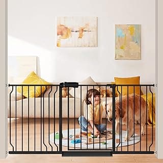 Extra Wide Baby Gate Black 62-67 Inch Wide Pressure Mounted Auto Close Child Safety Gate Long Dog Gate for House Doorways