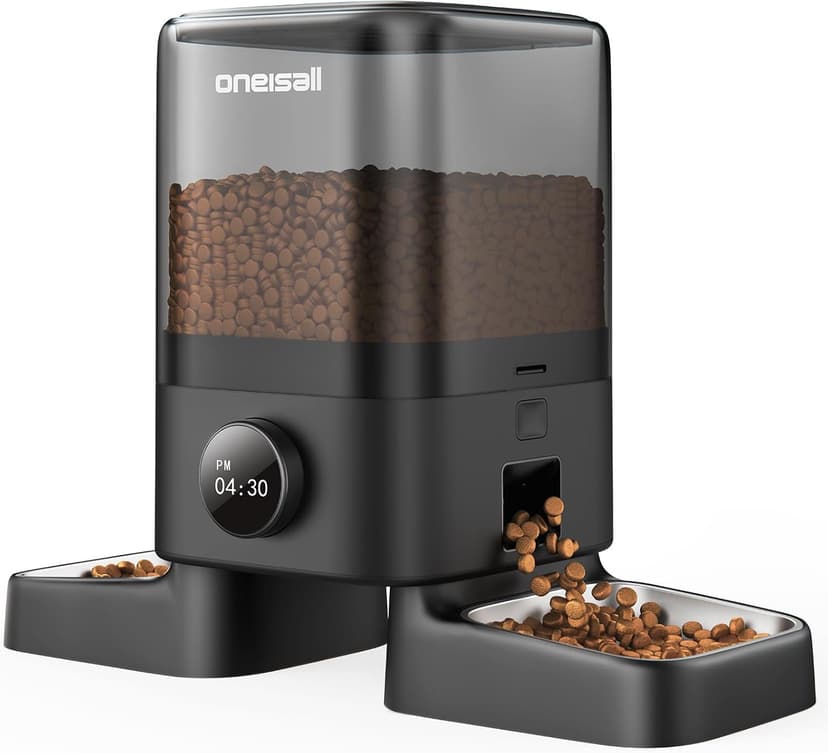 oneisall Automatic Cat Feeders 2 Cat, 20 Cups/5L Cats Auto Feeder, Automatic Cats Food Dispenser for Small Pets Indoor, Timed Pet Feeder for Dry Food
