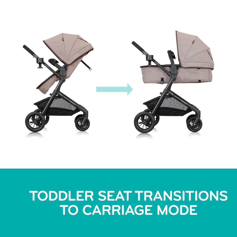 Evenflo Pivot Modular Travel System with LiteMax Infant Car Seat with Anti-Rebound Bar (Desert Tan)