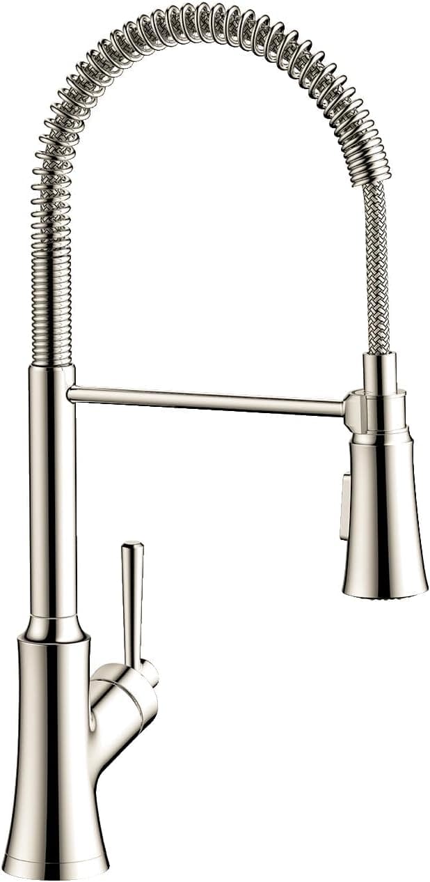 hansgrohe Joleena Brushed Nickel Commercial Kitchen Faucet, Kitchen Faucets with Pull Down Sprayer, Faucet for Kitchen Sink, Polished Nickel 04792830 19.3-Inches Tall