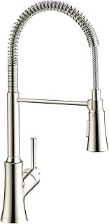 hansgrohe Joleena Brushed Nickel Commercial Kitchen Faucet, Kitchen Faucets with Pull Down Sprayer, Faucet for Kitchen Sink, Polished Nickel 04792830 19.3-Inches Tall