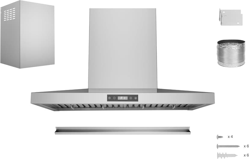 Hauslane 30” Wall Mount Range Hood Low Noise Performance Contemporary Design, Full-Size Handle Professional-Grade Baffle Filters, LED Lamps, Stainless Steel Chef Series WM-540 Ducted or Ductless