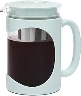 Primula Burke Deluxe Cold Brew Iced Coffee Maker, Comfort Grip Handle, Durable Glass Carafe, Removable Mesh Filter, Perfect 6 Cup Size, Dishwasher Safe, 1.6 qt, Aqua