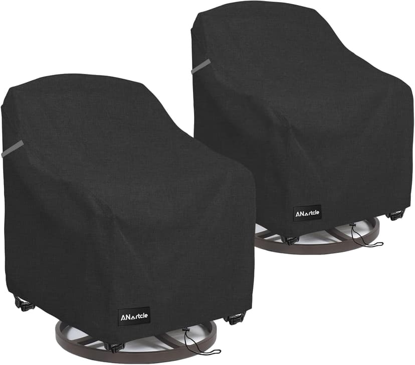 Swivel Patio Chair Covers 2 Pack,Waterproof Heavy Duty Outdoor Chair Covers,Patio Swivel Chair Covers for Outdoor Furniture (30 W x 34 D x 38.5 H inches)Black.