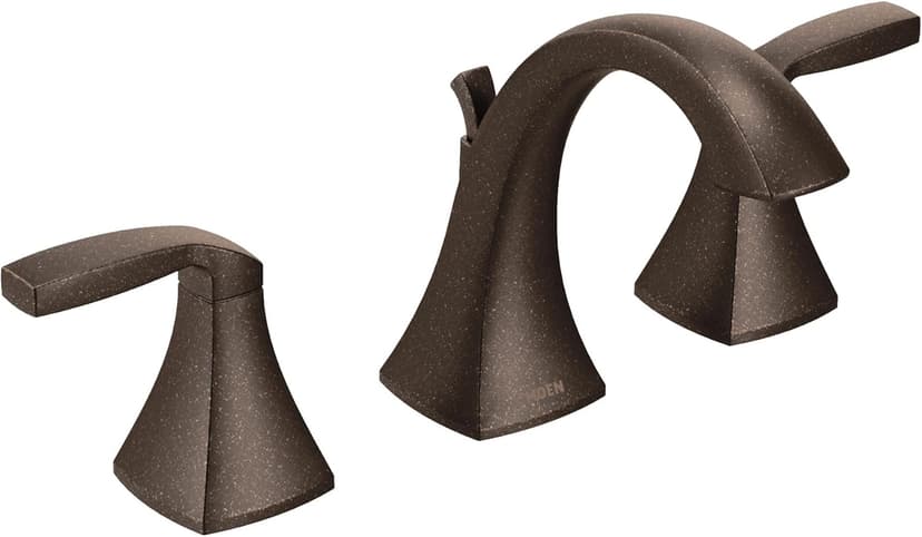 Moen Voss Oil-Rubbed Bronze Two-Handle Widespread 3-Hole High-Arc Lavatory Faucet with Vanity Drain Assembly for Bathroom Sink, T6905ORB