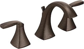 Moen Voss Oil-Rubbed Bronze Two-Handle Widespread 3-Hole High-Arc Lavatory Faucet with Vanity Drain Assembly for Bathroom Sink, T6905ORB