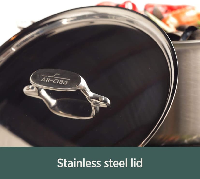 All-Clad BD005707-R D5 Brushed 18/10 Stainless Steel 5-Ply Bonded Dishwasher Safe Cookware Set, 7-Piece, Silver