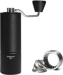 TIMEMORE Chestnut C2S Manual Coffee Grinder Stainless Steel S2C Conical Burr Coffee Grinder, Capacity 25g Hand Coffee Bean Grinder, Double Bearing Positioning, Black