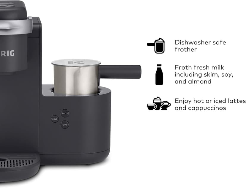 Keurig K-Cafe Single-Serve K-Cup Coffee Maker, Latte Maker and Cappuccino Maker, Comes with Dishwasher Safe Milk Frother, Coffee Shot Capability, Compatible with all Keurig K-Cup Pods, Dark Charcoal