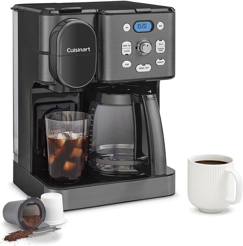 Cuisinart Coffee Maker, 12-Cup Glass Carafe, Automatic Hot & Iced Coffee Maker, Single Server Brewer, Black Stainless Steel, SS-16BKS