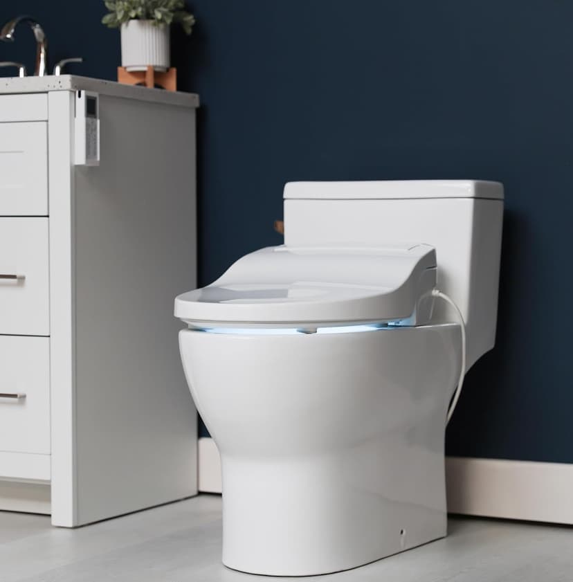ALPHA BIDET JX2 Elongated Bidet Toilet Seat, White, Endless Warm Water, *NEW* Bowl Mist, LED Light, Quiet Operation, Wireless Remote, Stainless Steel Nozzle, Sittable Lid, 3 Year Warranty