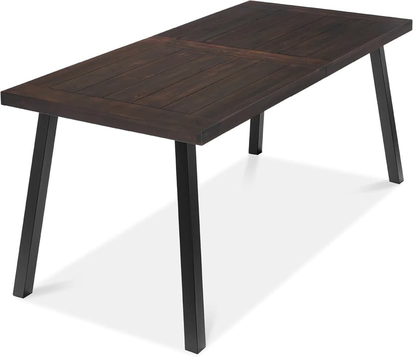 Best Choice Products 6-Person Indoor Outdoor Acacia Wood Dining Table, Picnic Table w/Powder-Coated Steel, 350 Pound Capacity Legs - Espresso