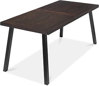 Best Choice Products 6-Person Indoor Outdoor Acacia Wood Dining Table, Picnic Table w/Powder-Coated Steel, 350 Pound Capacity Legs - Espresso