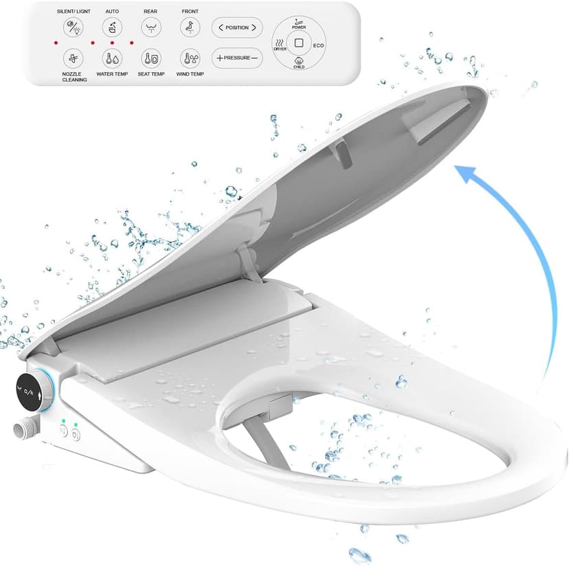 iliD Smart Max Bidet Toilet Seat, Electric Elongated Ecoseat with Four Cleaning Modes, Auto Open/Close, Wider Seat, Ultra Slim, Female Wash and Rear Wash