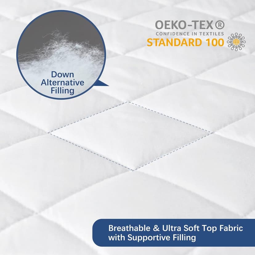 Waterproof Split Top King Mattress Pad Protector for Adjustable Bed, 34" Top Split from Head, Noiseless, Soft Padded Matress Protector