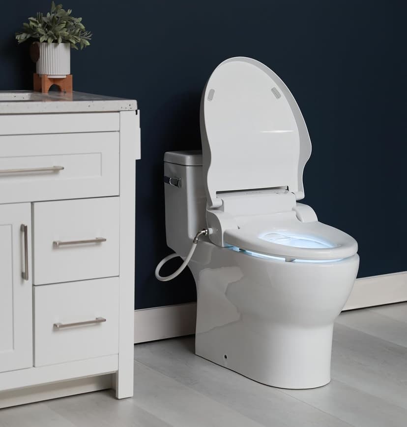 ALPHA BIDET JX2 Elongated Bidet Toilet Seat, White, Endless Warm Water, *NEW* Bowl Mist, LED Light, Quiet Operation, Wireless Remote, Stainless Steel Nozzle, Sittable Lid, 3 Year Warranty