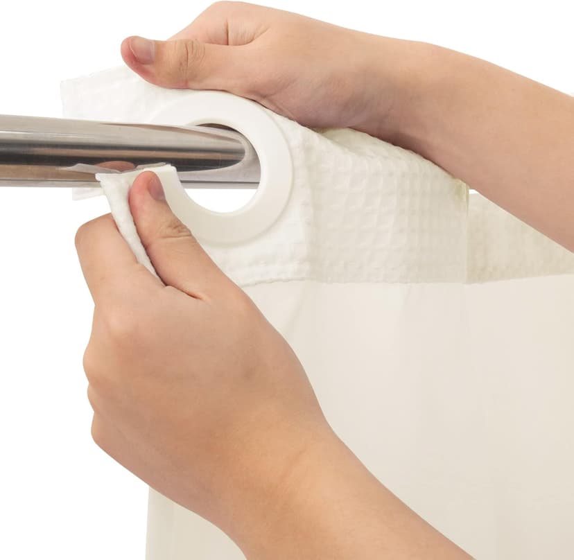 Heavyweight No Hooks Required Dotted Waffle Weave Shower Curtain with Snap in Liner - 71W x 74H,Hotel Grade,Spa Like Bath Curtain,Cream
