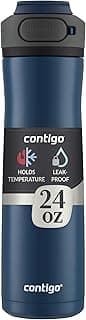 Contigo Cortland Chill 2.0 Blueberry Stainless Steel Water Bottle Vacuum-Insulated Spill-Proof Lid 24oz Ideal for Hot or Cold Drinks Interchangeable Lid Perfect for Kids & Adults