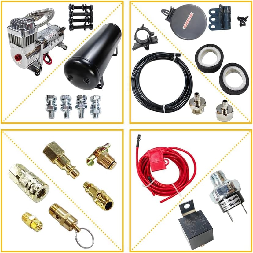 Medium Duty Onboard Air System/Kit 150 PSI Compressor 12V With 2.5 Gallon (9.5 Liter) Train/Air Horn Tank
