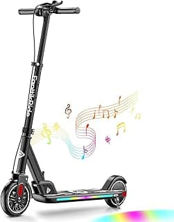 FanttikRide T9 Apex Electric Scooter for Kids 4.3-5.6 ft, 200 W Motor, LED Colorful Lights with Bluetooth Music Speaker, 7/10/12 MPH Digital Display, Adjustable Height, Foldable, Up to 40 mins