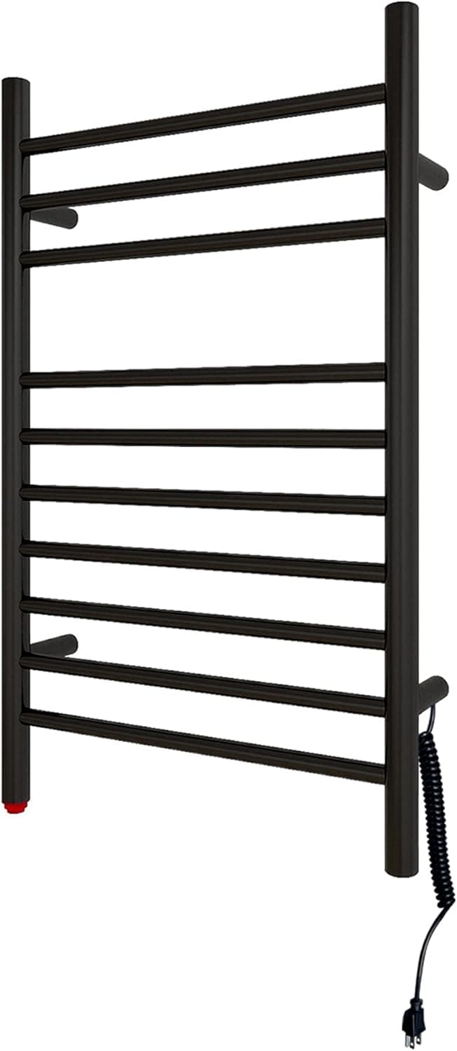 HEATGENE Towel Warmer, Compact Electric Towel Warmer for Small Bathroom, Wall-Mounted Electric Towel Racks, Plug-in/Hardwired Electric Towel Rails - Matte Black