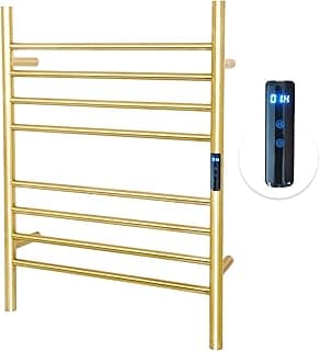 8 Bars Towel Warmer Rack, 23" Electric Wall Mounted Heated Towel Rack, Hot Towel Rails with Timer and Temperature Control for Bathroom, Brushed Gold