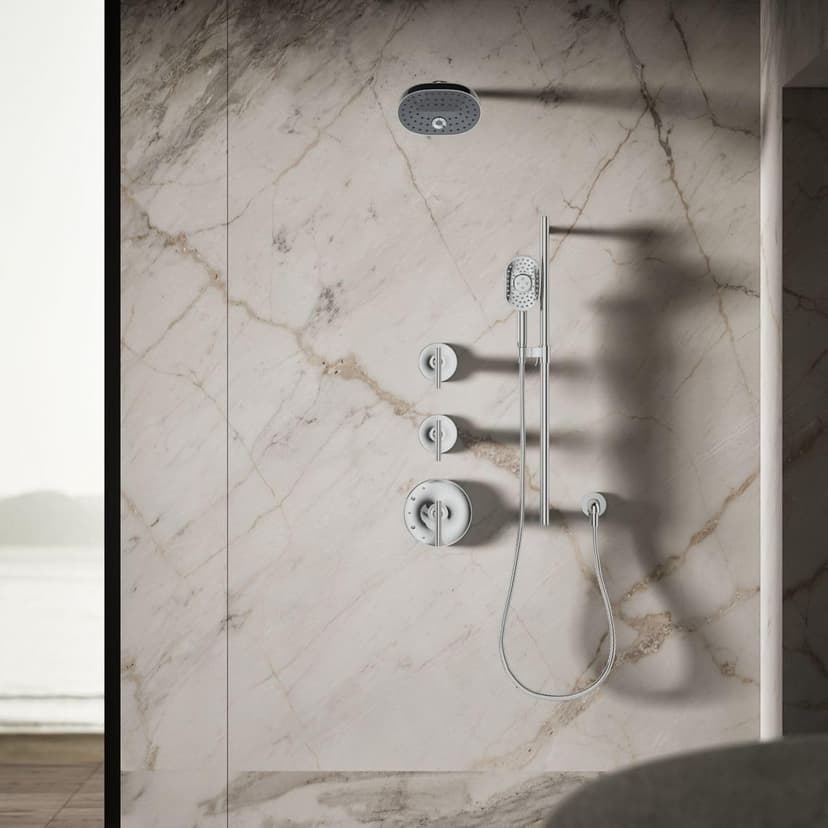 KOHLER 26290-CP Statement Three-Function SHOWERHEAD, Maximum Spray Performance with Mode Selector Buttons, Polished Chrome, 2.5 GPM