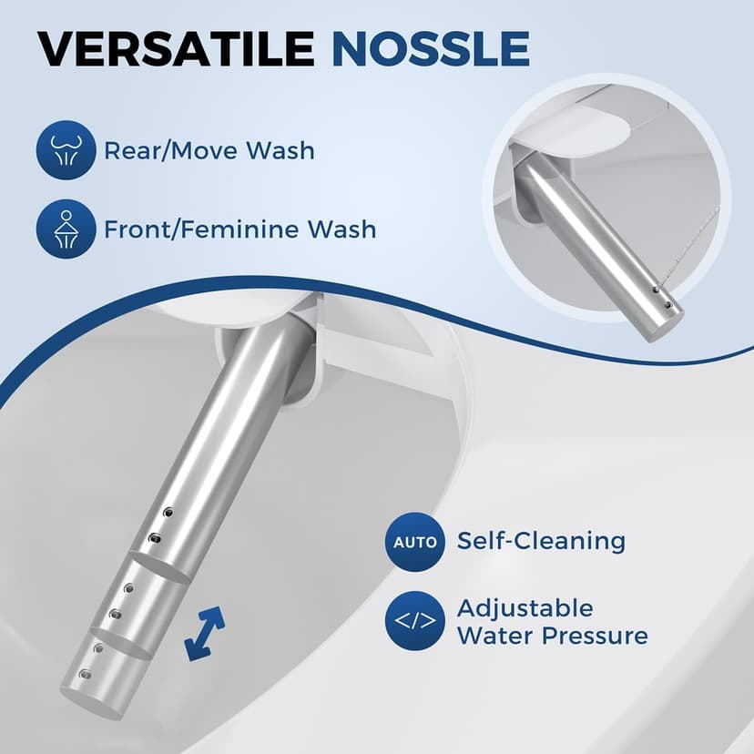 Bidet Toilet Seat, Electric Heated Toilet Seat Elongated with Instant Warm Water & Dryer, Rear and Feminine Washing, Self-Clean Nozzle, Slow Close Lid, Wireless Remote,Night Light