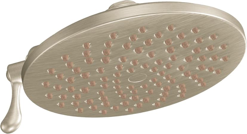 Moen Velocity Brushed Nickel Two-Function Rainshower 8-Inch Shower Head with Immersion Technology for a High-Pressure Rinse, S6320BN