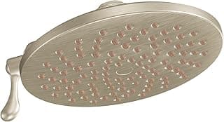 Moen Velocity Brushed Nickel Two-Function Rainshower 8-Inch Shower Head with Immersion Technology for a High-Pressure Rinse, S6320BN