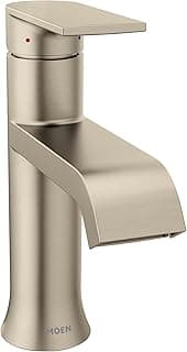 Moen 6702BN Genta LX One Handle Single Hole Modern Bathroom Sink Faucet with Optional Deckplate, Brushed Nickel