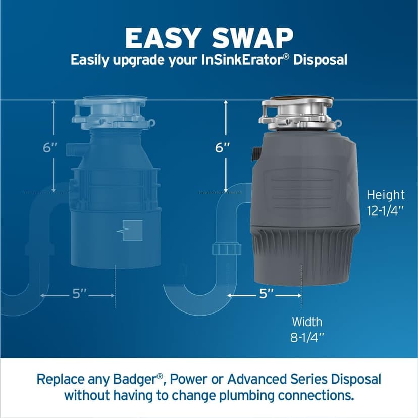 InSinkErator EVOLUTION 0.75HP 3/4 HP, Advanced Series EZ Connect Continuous Feed Food Waste Garbage Disposal, Gray