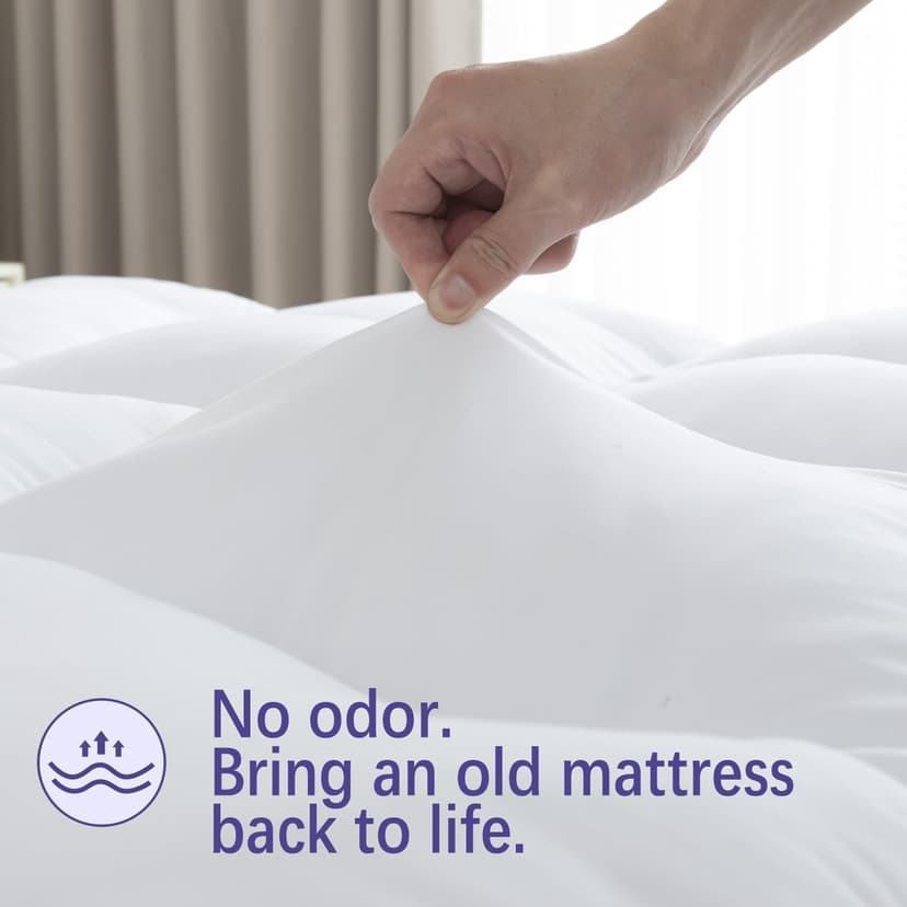 WhatsBedding Memory Foam Mattress Topper 2 Inch King, Pressure-Relieving Cooling Mattress Pad with Secure Strap Design for Back Pain, Soft and Supportive Bed Topper