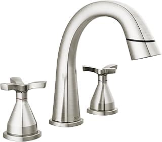 Delta Faucet Stryke Pull Down Bathroom Faucet, Bathroom Pull Out Faucet, Brushed Nickel Widespread Bathroom Faucet 3 Hole, Bathroom Sink Faucet, Lumicoat Stainless 357756-SSPD-PR-DST