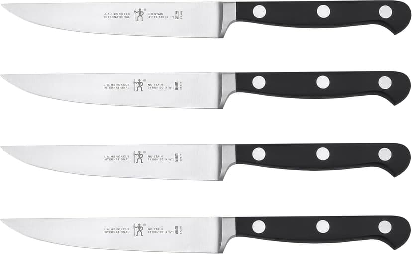 HENCKELS Classic Razor-Sharp Steak Knife Set of 4, German Engineered Informed by 100+ Years of Mastery, Black/Stainless Steel