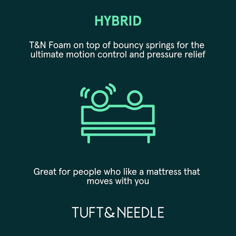 Tuft & Needle Original Hybrid Medium King Mattress, Adaptive Foam, Individually-Wrapped Coils, Cooling Pressure Relief, 100 Night Trial, Fiberglass-Free, CertiPUR-US, 10-Year Limited Warranty