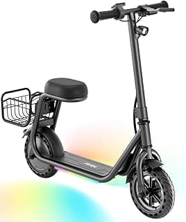 Hiboy Q2 Lite Electric Scooter with Seat for Kids Ages 4-10 - UL Certified, Up to 9.3 MPH with 100W Motor, 3-Speed Adjustable, Rear Basket, LED Neon/Brake Lights, LCD Display