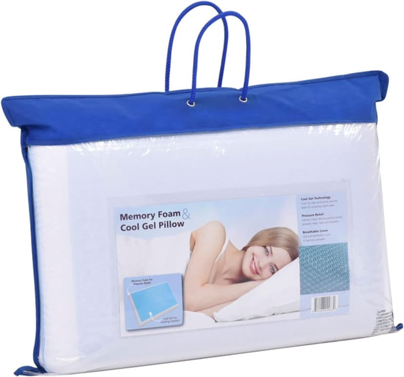 Cool Gel Cooling Pillow for Sleeping, Standard Size Cooling Memory Foam Pillow for Hot Sleepers, Reversible Ergonomic Design, Pressure Relief, Spine Alignment, Side, Back Contouring Support