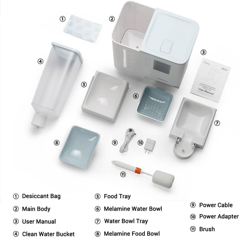 FW54 5G/2.4GHz WiFi Automatic Feeder and Waterer 2-in-1 Set for Pets, 300 oz Large Capacity for 2 Weeks, Perfect for Working Parents