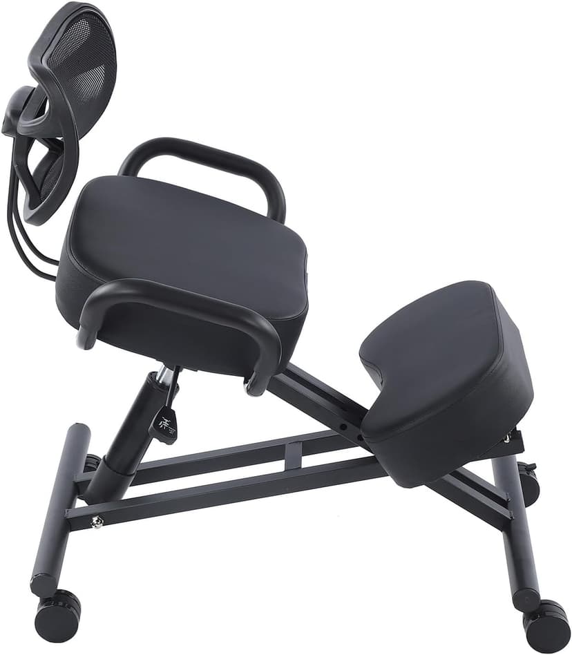 Ejoyous Kneeling Chair, Pneumatic Posture Correcting Knee Stool with Cushion Height Adjustable Rolling Orthopaedic Desk Stool for Banking Meeting Room Office Home Reception