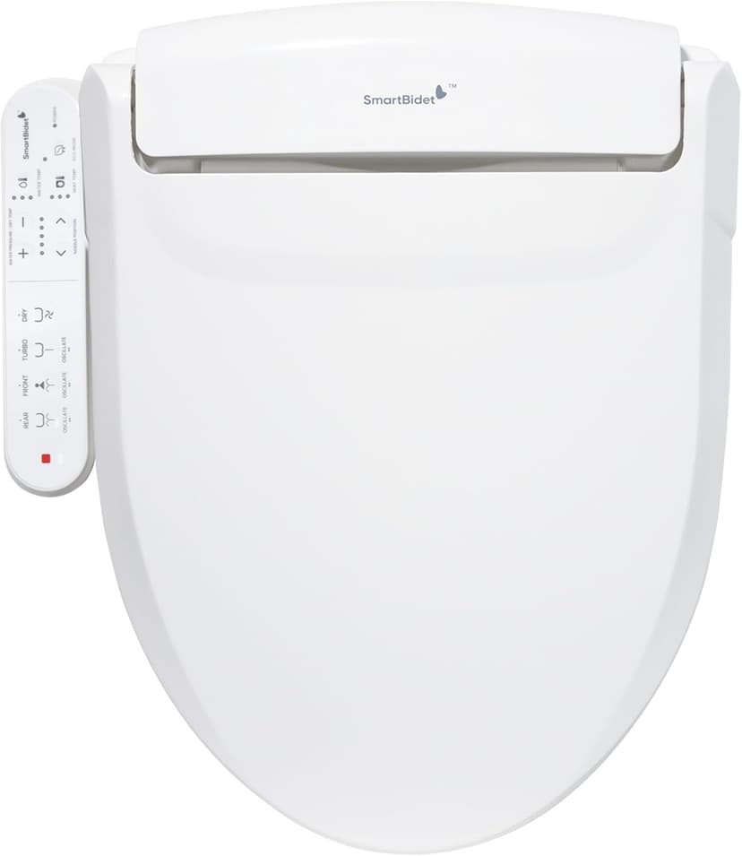 SmartBidet SB-2000WE Electric Bidet Toilet Seat with Heated Seating, Warm Air Dryer, Temperature Control Wash, and Control Panel, Elongated Seating