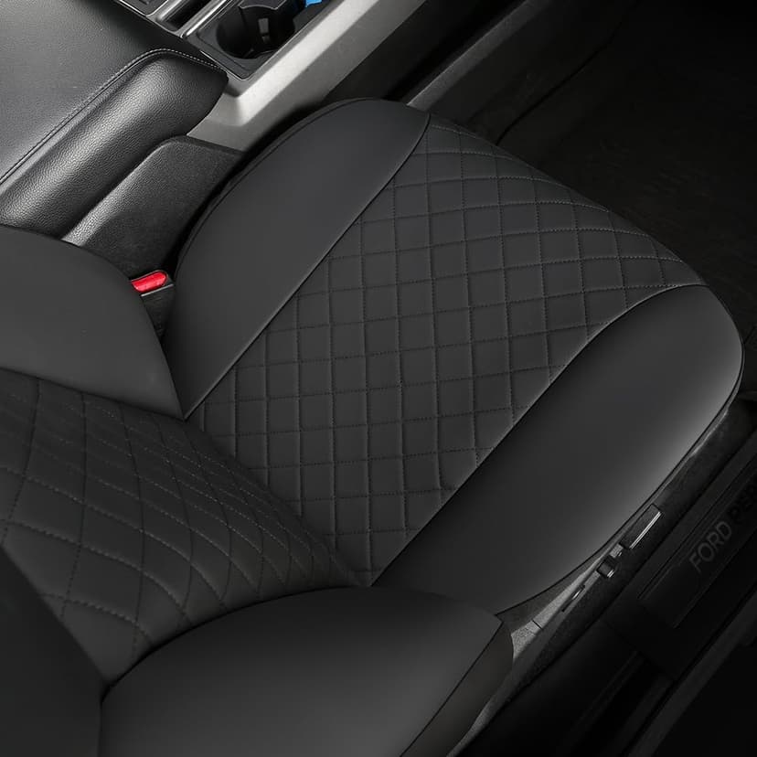 GIANT PANDA Front Car Seat Covers Custom Fit Ford F150 F250 F350 F450 Super Crew/Crew Cab Pickup Trucks, Front Seats Fabric Protectors (Black) 2-Pack