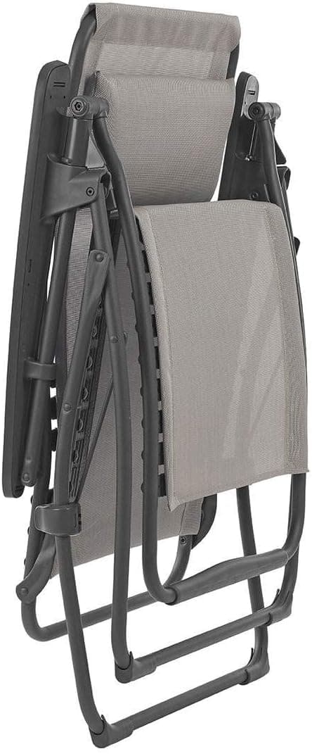Lafuma Futura LFM3118 8548 Zero Gravity Outdoor Steel Framed Lawn Patio Recliner Folding Lounge Chair with Batyline Canvas, Seigle Grey